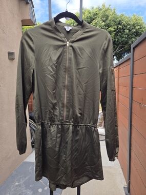 Guess Olive Green Women's Zip Bomber-style Romper (M)